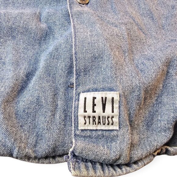 Levis Vintage Blue Denim Embroidered Button Down Long Sleeve Shirt - Picture 8 of 12